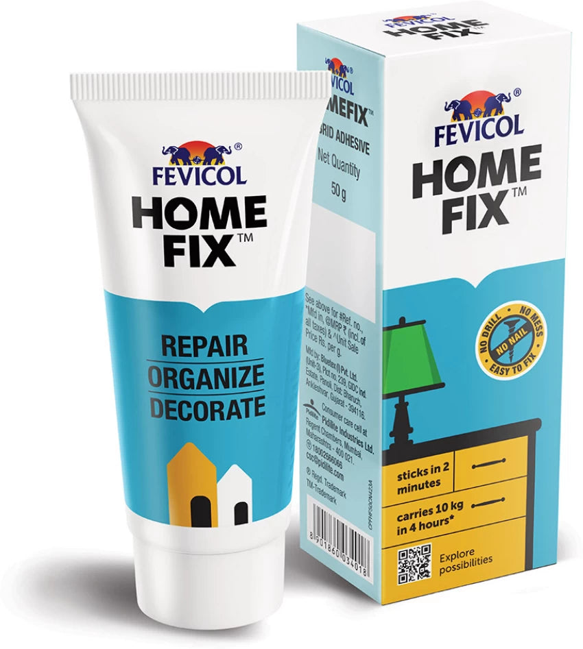 Fevicol Homefix (15 gm)|Home Decor Glue|Strong Multi Surface Adhesive|Carries upto 10kg|Paste on Walls/Tiles/Wood/Cement/Metal|Forget Double Sided Tapes|Nailfree|Easy to Apply & Remove, Pack of 1