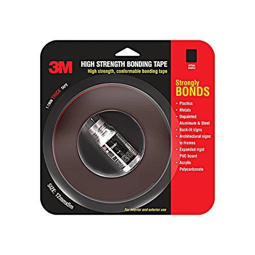 3M High Strength Double Side Bonding Tape for Plastic, Metal, Interior & Exterior Use, Multiple Surface Acrylic Adhesive (12mmX5m, 1 Roll+Primer)