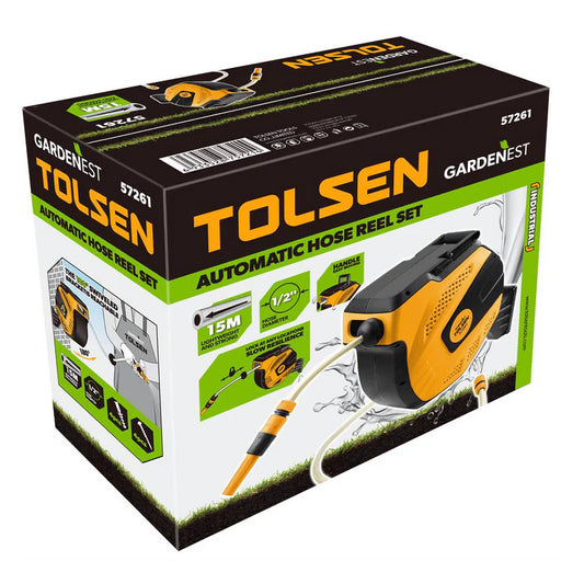 Tolsen Auto Retract Garden Water Hose Reel 15m