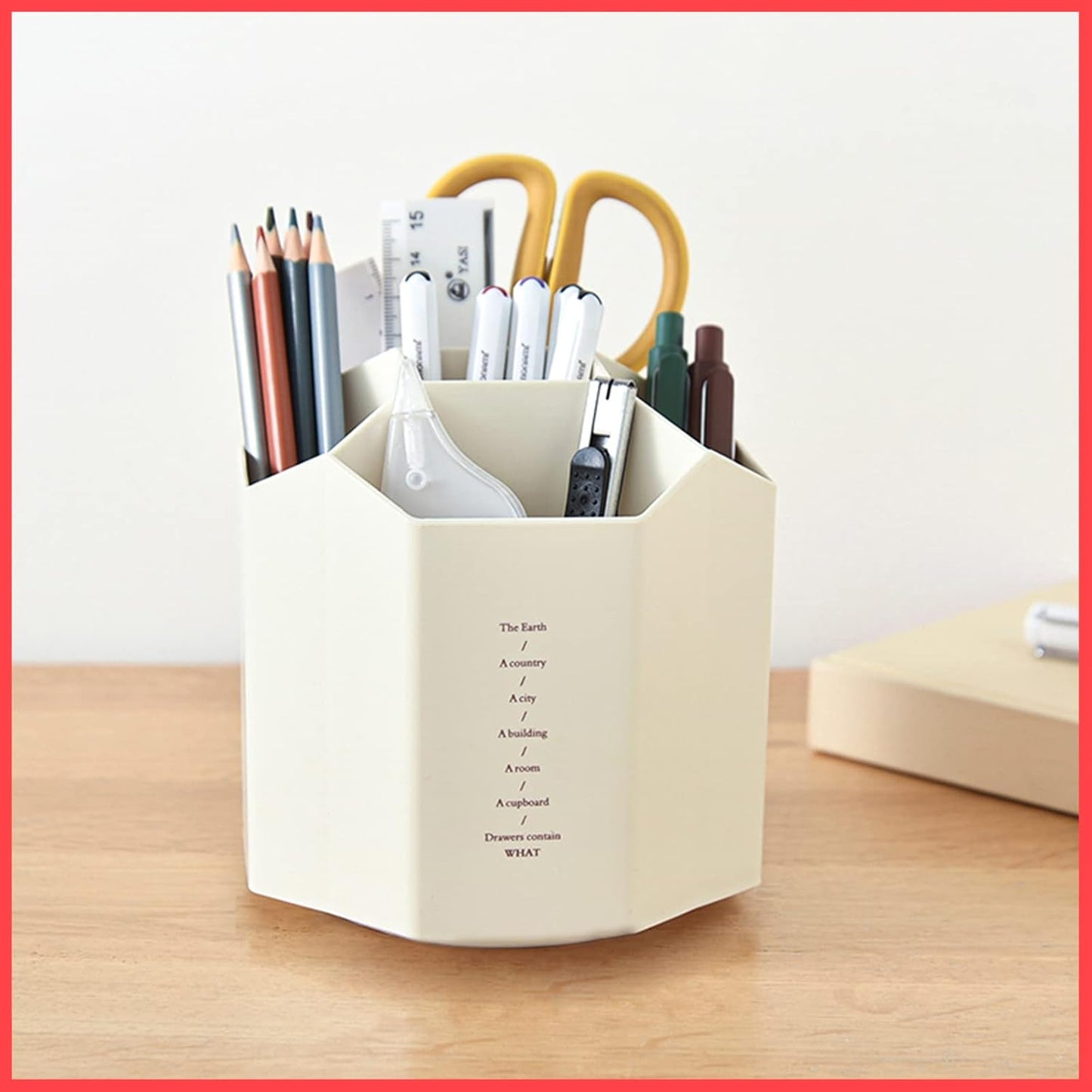 Multi-purpose Strong stylish Pen Pencil Holder, Desk Organizer 5 Compartment Pen & Pencil Stand Stationery Storage Home and Office Stationery