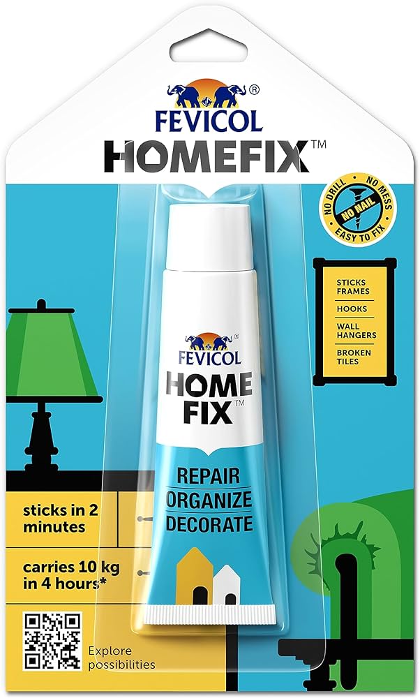 Fevicol Homefix (15 gm)|Home Decor Glue|Strong Multi Surface Adhesive|Carries upto 10kg|Paste on Walls/Tiles/Wood/Cement/Metal|Forget Double Sided Tapes|Nailfree|Easy to Apply & Remove, Pack of 1