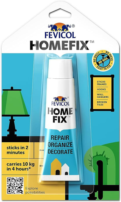 Fevicol Homefix (15 gm)|Home Decor Glue|Strong Multi Surface Adhesive|Carries upto 10kg|Paste on Walls/Tiles/Wood/Cement/Metal|Forget Double Sided Tapes|Nailfree|Easy to Apply & Remove, Pack of 1