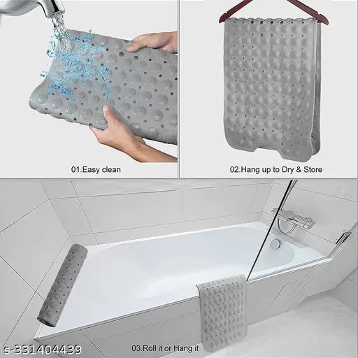 Anti Skid Mat for Bathroom Floor Bathroom Anti Slip Mat Bathtub Bath Shower Mat with Suction Cups & Drain Holes Foot Massage Scrubber for Kids & Adults Bath Mat